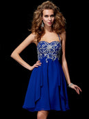 A-Line/Princess Halter Sleeveless Beading Short Chiffon Homecoming Dresses