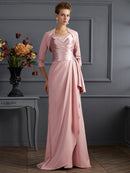 Sheath/Column Straps Sleeveless Long  Woven Satin Mother of the Bride Dresses