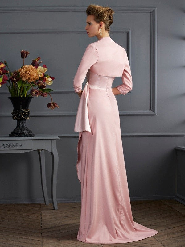 Sheath/Column Straps Sleeveless Long  Woven Satin Mother of the Bride Dresses