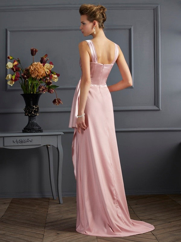 Sheath/Column Straps Sleeveless Long  Woven Satin Mother of the Bride Dresses