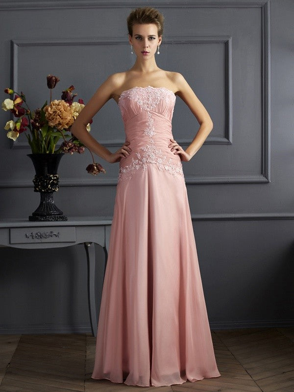 A-Line/Princess Sweetheart Sleeveless Applique Long Chiffon Mother of the Bride Dresses