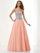 A-Line/Princess Sweetheart Sleeveless Beading Long  Woven Satin Dresses