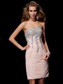 A-Line/Princess Sweetheart Sleeveless Beading Short Chiffon Homecoming Dresses