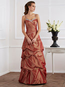 Sheath/Column Spaghetti Straps Sleeveless Beading Long Taffeta Dresses