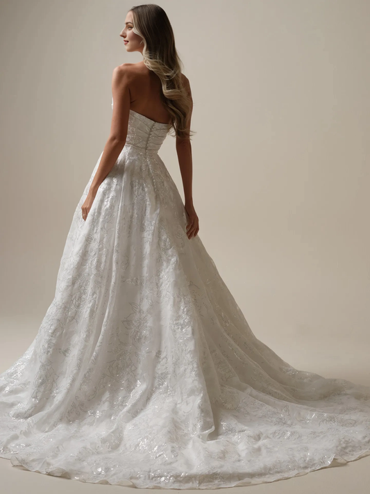 Wedding Dress A-Line Strapless Sweetheart Neckline Sleeveless Bridal Gown Formal Wear Dress