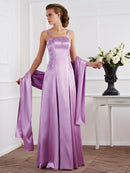 A-Line/Princess Spaghetti Straps Sleeveless Beading Long  Woven Satin Mother of the Bride Dresses