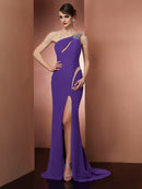 A-Line/Princess One-Shoulder Sleeveless Beading Long Chiffon Dresses