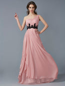 A-Line/Princess One-Shoulder Sleeveless Beading Long Applique Chiffon Dresses