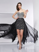 A-Line/Princess Sweetheart Sleeveless Beading Long Chiffon Dresses