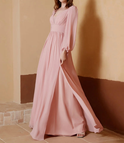 Evening Dress V-Neck Floor-Length Slit Dress