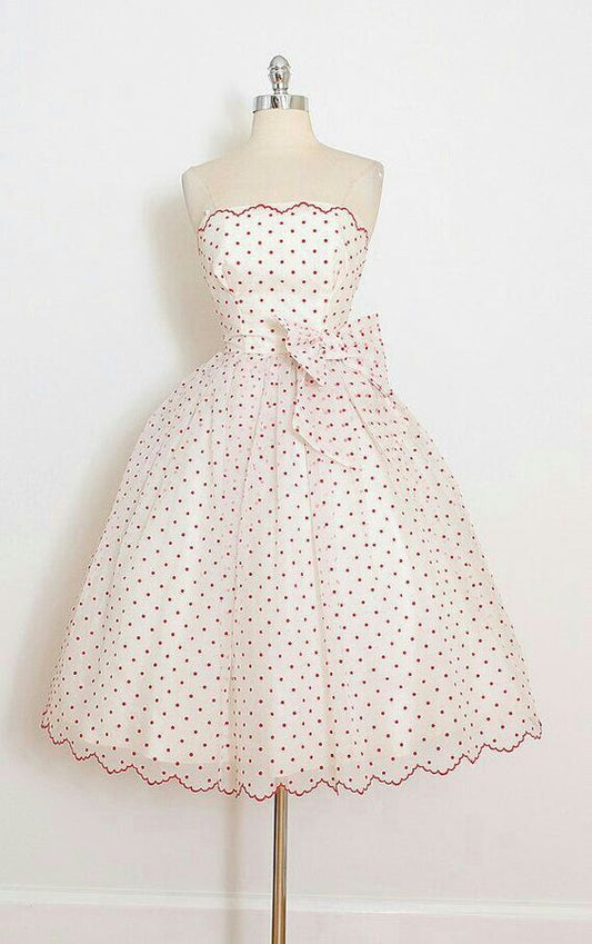AABEI DRESS Short Party Dress Elegant A-line Strapless Bowknot Vintage Sweet Homecoming Dress