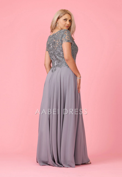 AABEI DRESS Formal Wear Dresse Elegant A Line Short Sleeve Lace Applique Long Mother Of The Bride Dress