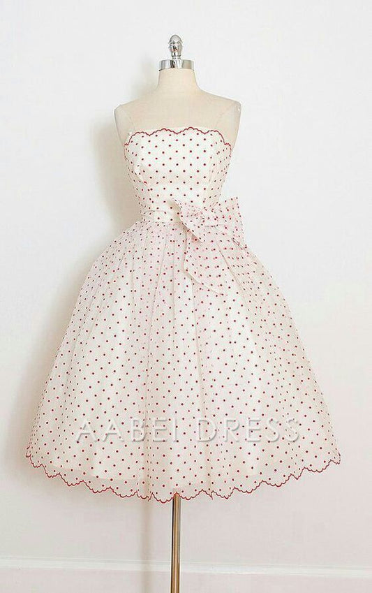 AABEI DRESS Short Party Dress Elegant A-line Strapless Bowknot Vintage Sweet Homecoming Dress