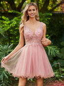 Homecoming Dresses A-Line Sequins Top Ruffle Short Dress