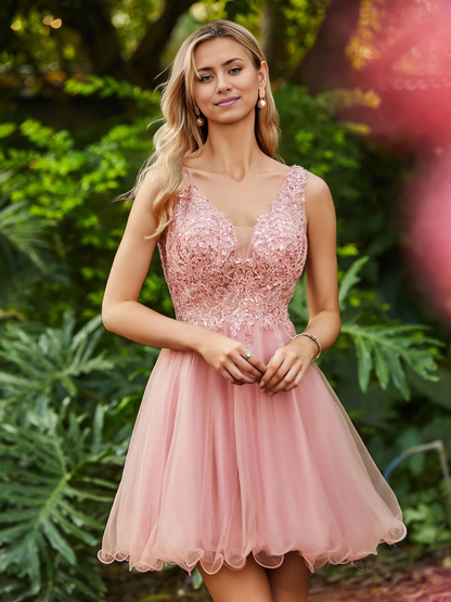 Homecoming Dresses A-Line Sequins Top Ruffle Short Dress