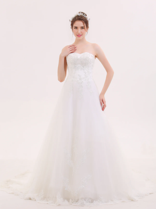 Wedding Dress Strapless Heart-shaped collar Strapless Backless Sweet Fantastic Dress