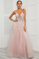 AABEI DRESS Hot Sale Prom Dress Exquisite A Line Spaghetti Straps Backless Tulle Fantastic Long Party Dress