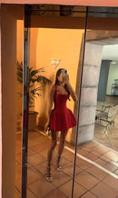 AABEI DRESS Short Party Dress Sleeveless Square Neck Sexy High Waisted Homecoming Dress