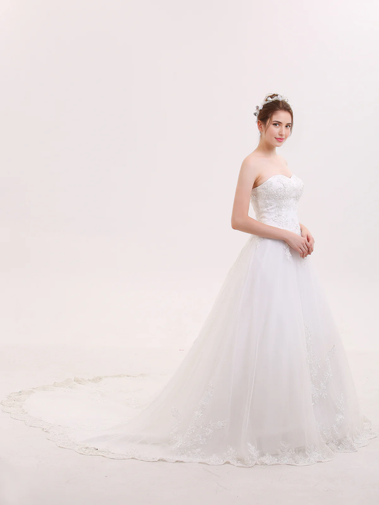 Wedding Dress Strapless Heart-shaped collar Strapless Backless Sweet Fantastic Dress