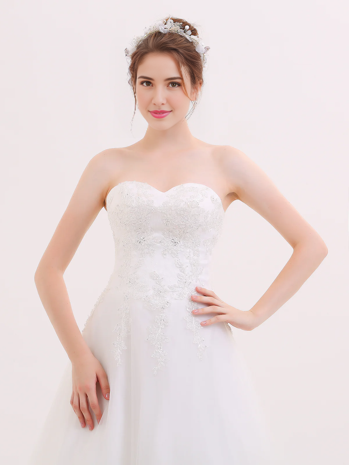 Wedding Dress Strapless Heart-shaped collar Strapless Backless Sweet Fantastic Dress