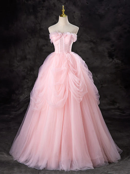 Sweet A-Line Prom Dress Tulle Long Atmosphere Elegant Long Dress