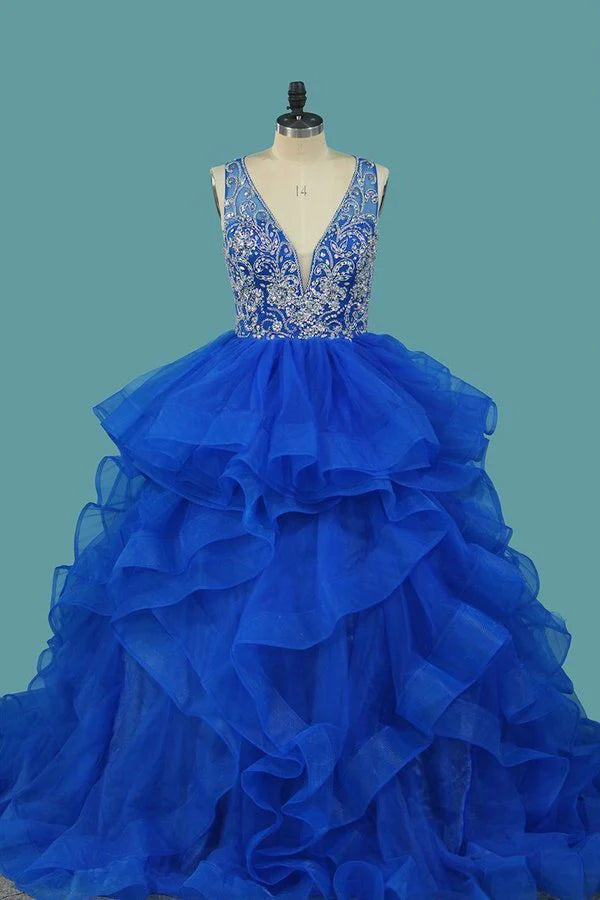 Tulle Quinceanera Dresses V Neck A Line