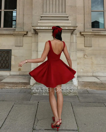 AABEI DRESS Short Party Dress Sleeveless Square Neck Sexy High Waisted Homecoming Dress