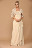 AABEI DRESS Formal Wear Dresse Elegant Two Piece Jacket 3/4 Sleeve Ruched Fashion Mother Of The Bride Dress