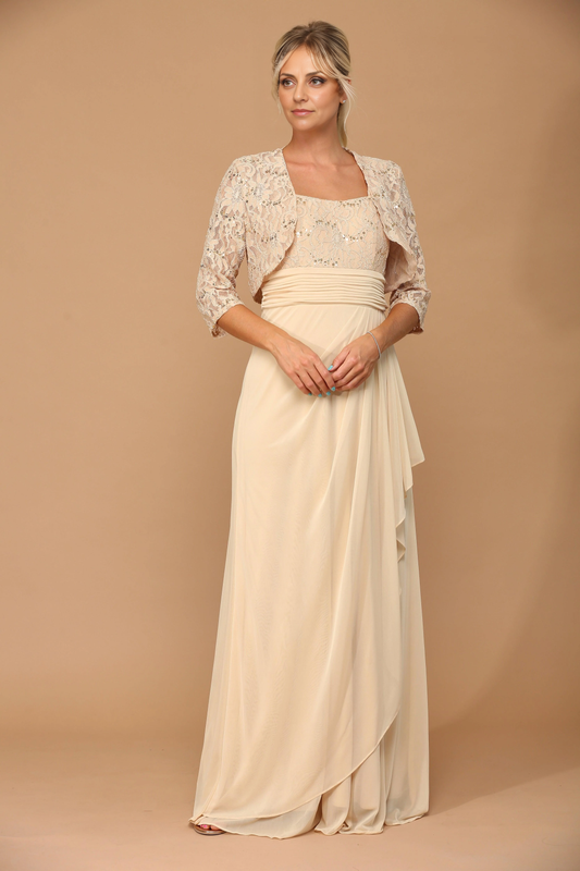 AABEI DRESS Formal Wear Dresse Elegant Two Piece Jacket 3/4 Sleeve Ruched Fashion Mother Of The Bride Dress
