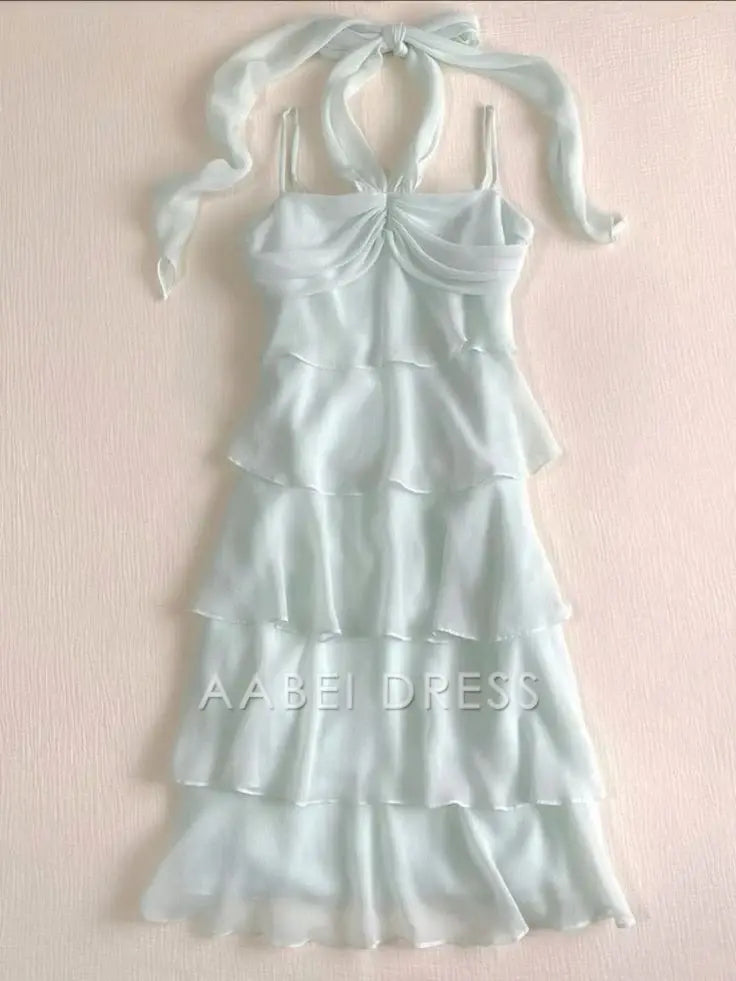 AABEI DRESS Short Party Dress Fashion Spaghetti Strap Tiered Ruched Vintage Homecoming Dress