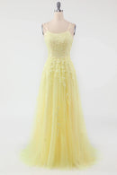 AABEI DRESS Hot Sale Prom Dress Elegant A Line Spaghetti Straps Backless Exquisite Appliques Formal Dress