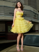 Homecoming Dresses A-Line Strapless Tulle Tiered Short Dress