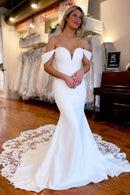 Wedding Dress White Mermaid Off the Shoulder Long with Lace