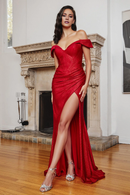 AABEI DRESS Hot Sale Prom Dress Gorgeous Off Shoulder Pleated Side Fork Sparkle Long Evening Dress