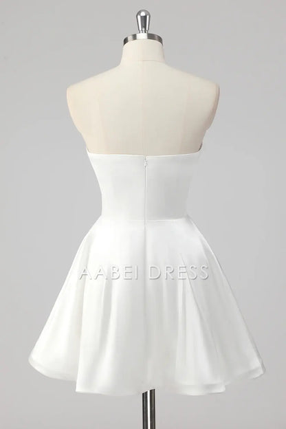 AABEI DRESS Hot Sale Homecoming Dress Simple A-Line Strapless Short Graduation Dress