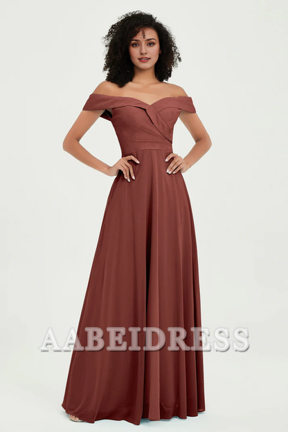 AABEI DRESS Bridesmaid Dresses Chiffon A-Line Off Shoulder Sleeveless Elegant Simple Dresses Wedding Guests Dresses