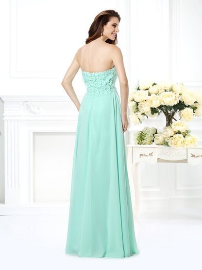 A-Line/Princess Sweetheart Sleeveless Long Chiffon Bridesmaid Dresses