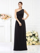 Sheath/Column One-Shoulder Sleeveless Long Chiffon Bridesmaid Dresses