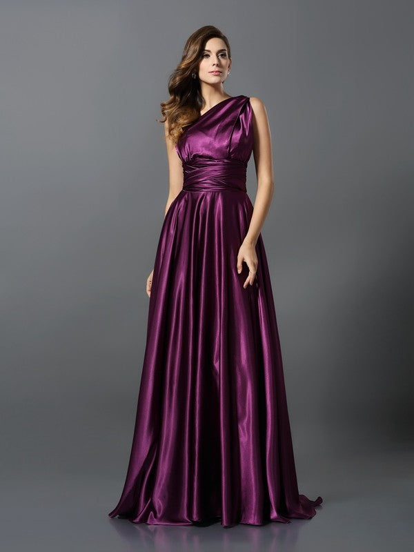 A-Line/Princess Pleats Sleeveless Long Silk like Satin Convertible Bridesmaid Dresses