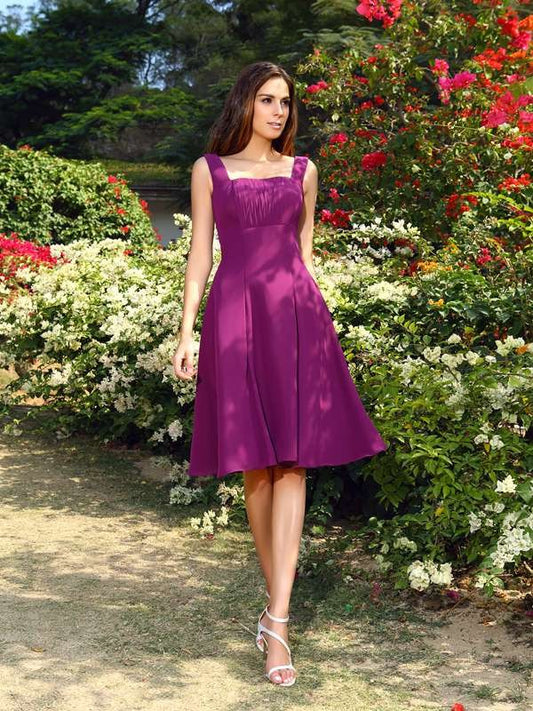 A-Line/Princess Square Sleeveless Short Chiffon Bridesmaid Dresses