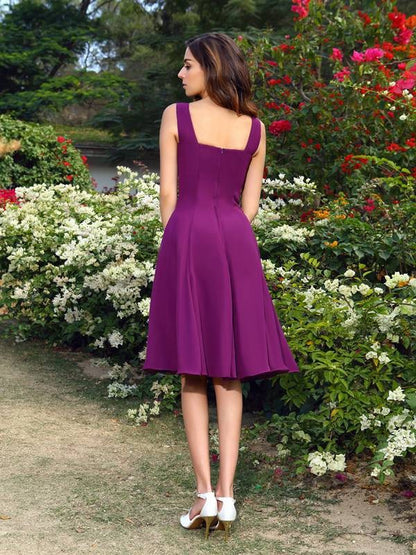 A-Line/Princess Square Sleeveless Short Chiffon Bridesmaid Dresses