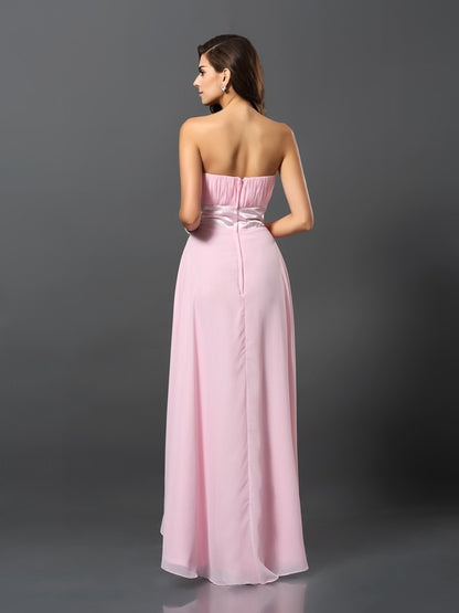 A-Line/Princess Strapless Sleeveless High Low Chiffon Bridesmaid Dresses