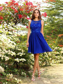 A-Line/Princess Bateau Applique Sleeveless Short/Mini Chiffon Bridesmaid Dresses