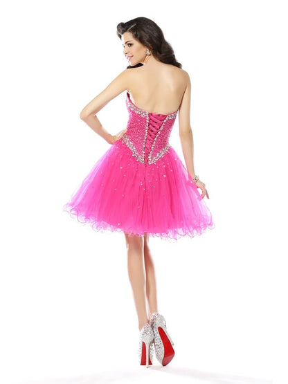 A-Line/Princess Sweetheart Beading Sleeveless Short Tulle Cocktail Dresses