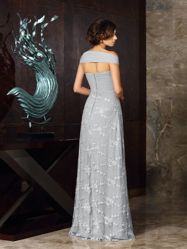 Mother of the Bride Dresses A-Line Princess Off-the-Shoulder Applique Sleeveless Long Chiffon