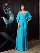 Sheath/Column Sweetheart Beading Sleeveless Long Chiffon Mother of the Bride Dresses