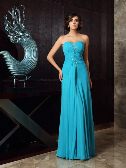 Sheath/Column Sweetheart Beading Sleeveless Long Chiffon Mother of the Bride Dresses