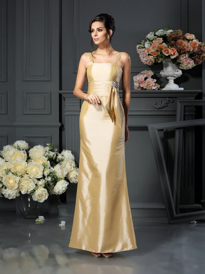 Sheath/Column Straps Bowknot Sleeveless Long Taffeta Mother of the Bride Dresses