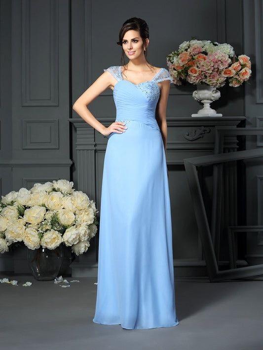 Sheath/Column Straps Pleats Sleeveless Long Chiffon Mother of the Bride Dresses