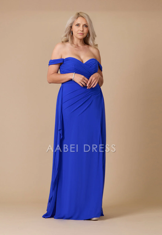 AABEI DRESS Formal Wear Dresse Fashion Off-Shoulder Backless Side Fork Pleated Plus Size Long Mother Of The Bride Dress